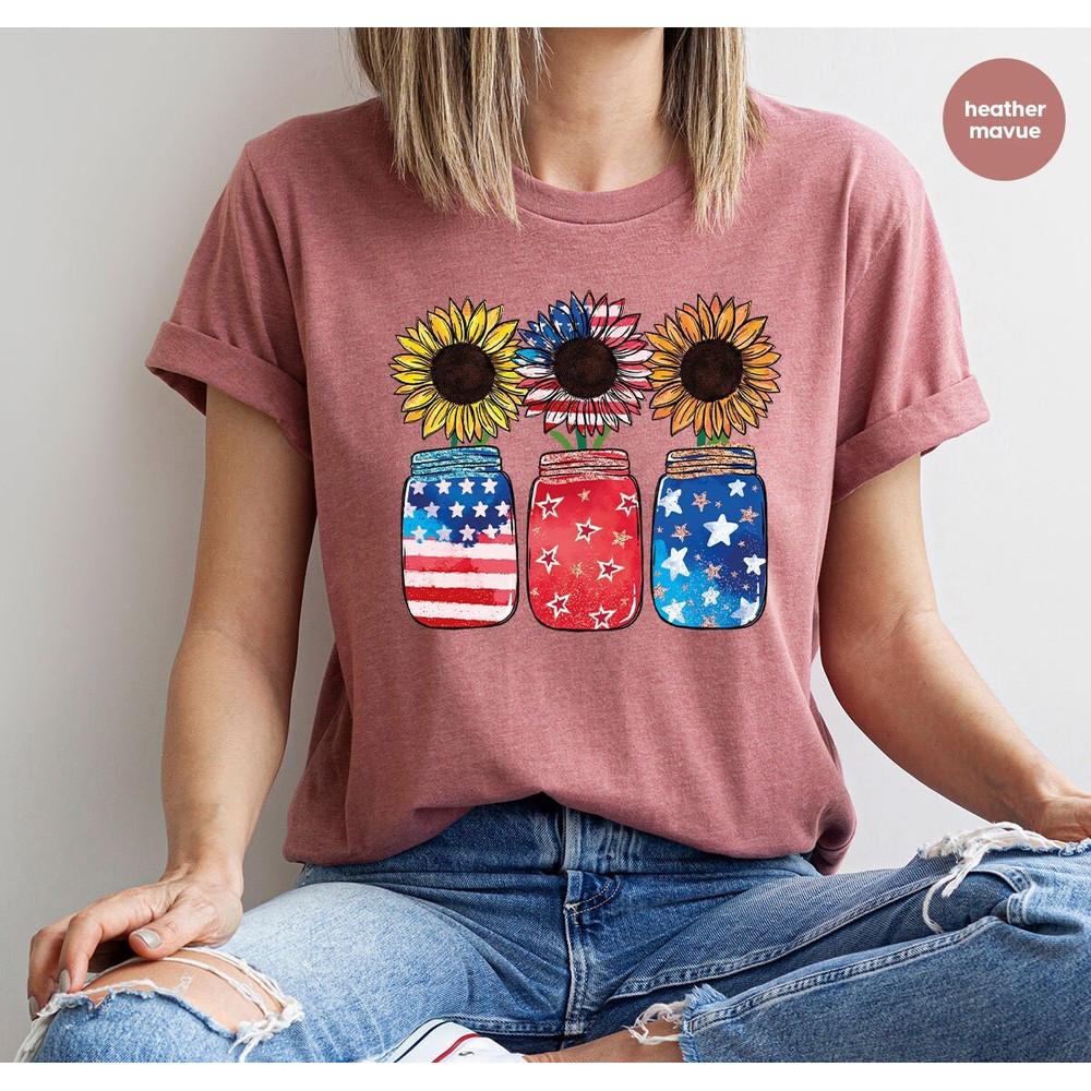 4th Of July Shirt, American Sunflower Shirt, Fourth of July Gift, Independence Day Tshirt, USA Flag T-Shirt, Patriotic Gift, Freedom Shirt - 1.jpg