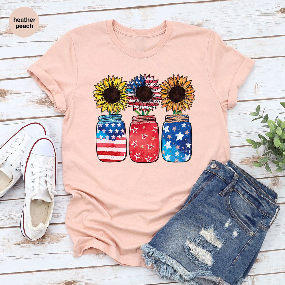 4th Of July Shirt, American Sunflower Shirt, Fourth of July Gift, Independence Day Tshirt, USA Flag T-Shirt, Patriotic Gift, Freedom Shirt - 5.jpg