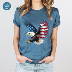 4th of July Shirt, Patriotic T-Shirt, USA Flag Tees, American Sweatshirt, Eagle Graphic Tees, Gift for Him, Patriotic Gi