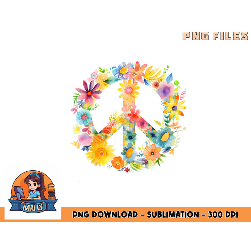 Peace Sign World Love Flowers Hippie Groovy Vibes Colorful png, digital download copy.jpg