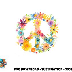 peace sign world love flowers hippie groovy vibes colorful png, digital download copy