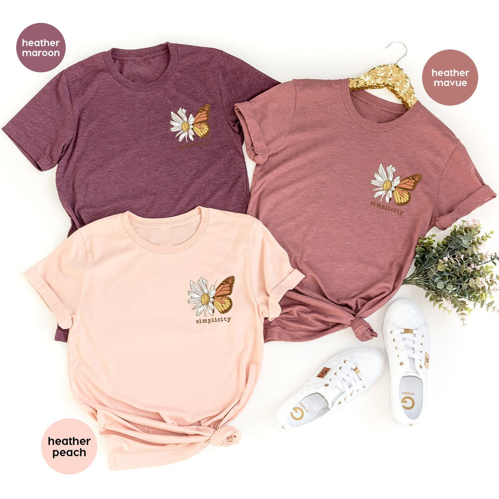 Aesthetic Butterfly Shirt, Floral Pocket Graphic Tees, Minimal Butterfly Spring Tshirt Gifts, Minimalist Flowers Tshirts for Women - 2.jpg