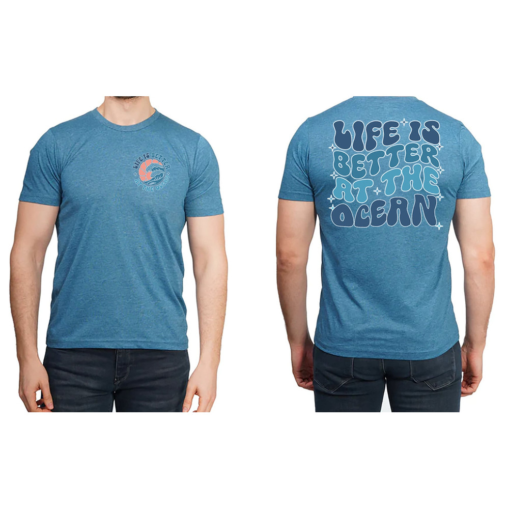 Aesthetic Ocean Shirt, Vacation Outfit, Groovy Travel Shirt, Gift for Her, Trendy Family Trip Shirts, Ocean Graphic Tees, Holiday Pocket Tee - 4.jpg