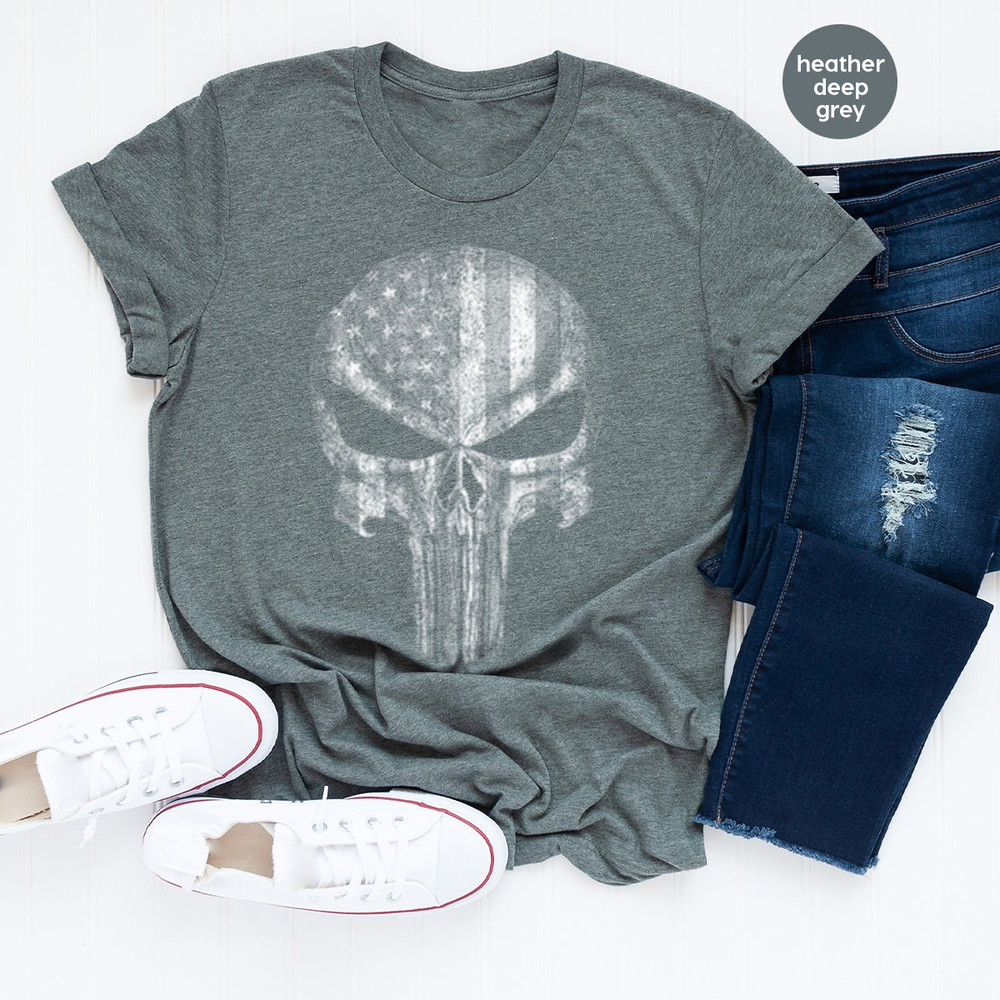 American Flag Skull Shirt, USA Flag T Shirt, Patriotic Shirt, 4th Of July Shirt, Military Veteran Shirt, Usa Army TShirt, Fourth of July Tee - 1.jpg