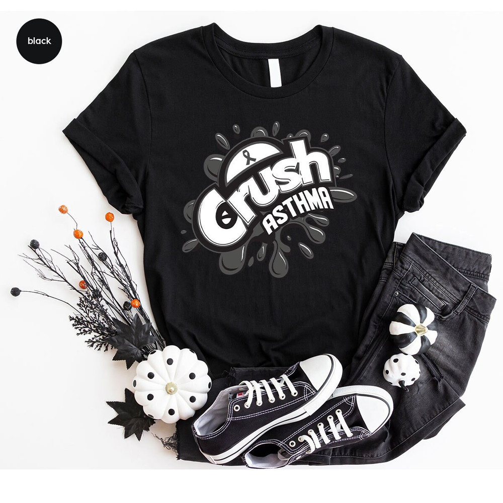 Asthma Support Shirt, Asthma Graphic Tees, Asthma Survivor Gifts, Asthma Awareness VNeck TShirt, Asthma Warrior TShirt, Ribbon Clothing - 1.jpg