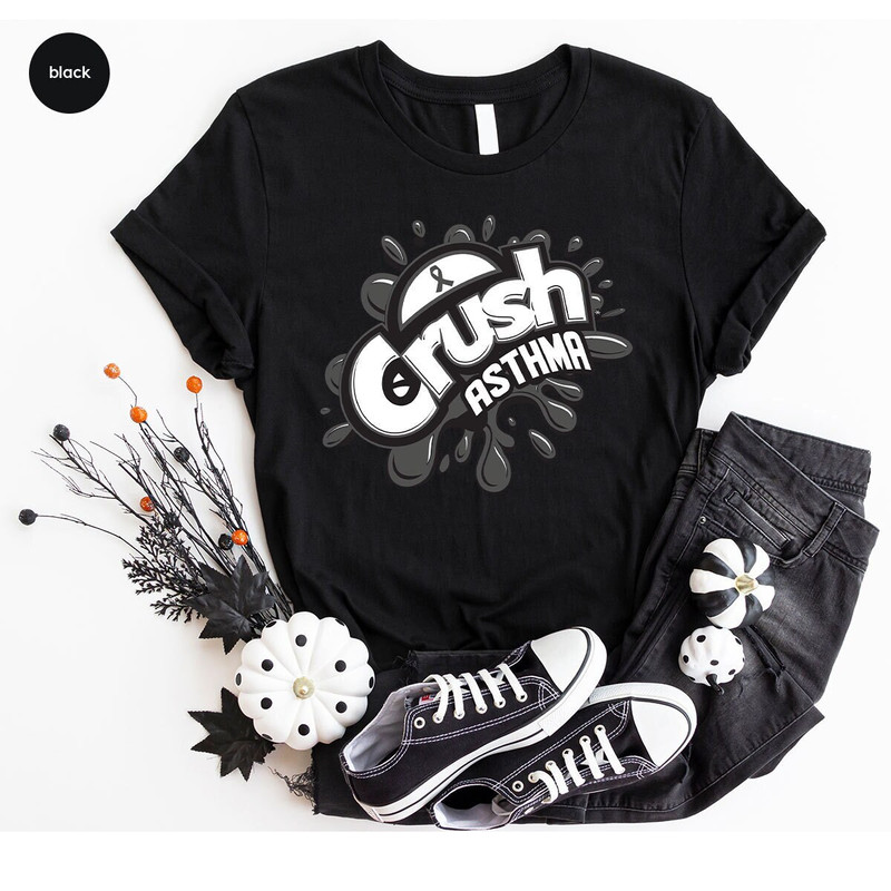 Asthma Support Shirt, Asthma Graphic Tees, Asthma Survivor Gifts, Asthma Awareness VNeck TShirt, Asthma Warrior TShirt, Ribbon Clothing - 1.jpg