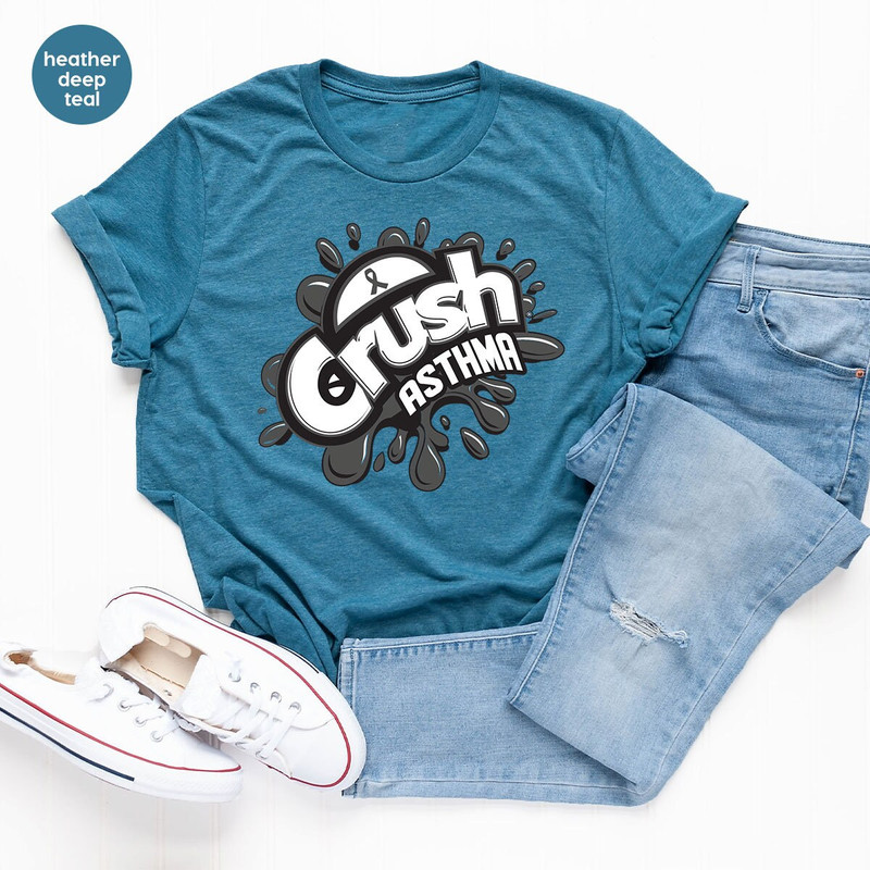 Asthma Support Shirt, Asthma Graphic Tees, Asthma Survivor Gifts, Asthma Awareness VNeck TShirt, Asthma Warrior TShirt, Ribbon Clothing - 4.jpg