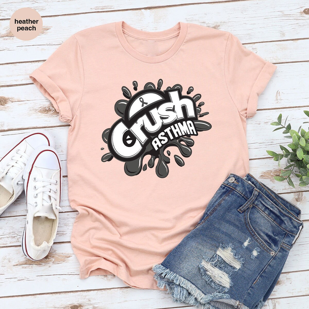 Asthma Support Shirt, Asthma Graphic Tees, Asthma Survivor Gifts, Asthma Awareness VNeck TShirt, Asthma Warrior TShirt, Ribbon Clothing - 5.jpg