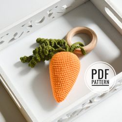 crochet pattern rattle carrot crochet play food, easy instruction for beginner