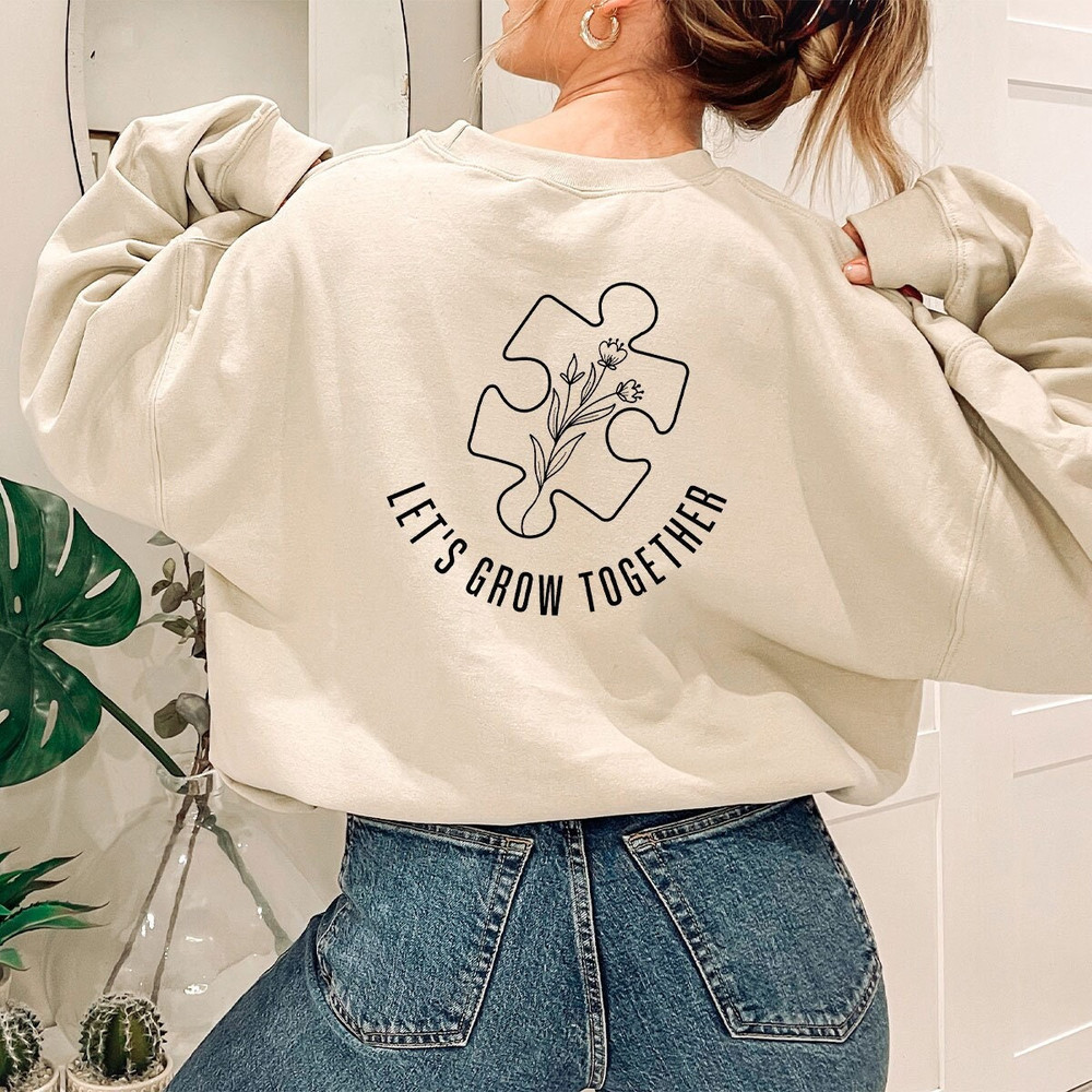 Autism Puzzle Piece Sweatshirt, Floral Puzzle Piece Long Sleeve Shirt, Autism Special Education Teacher Hoodie, Autism Awareness Sweater - 1.jpg