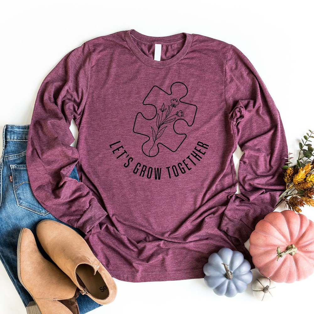 Autism Puzzle Piece Sweatshirt, Floral Puzzle Piece Long Sleeve Shirt, Autism Special Education Teacher Hoodie, Autism Awareness Sweater - 5.jpg