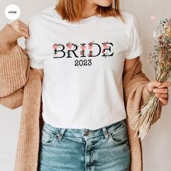 Bachelorette Party Shirts, Personalized Gifts for Bride, Custom Bride T-Shirt, Floral Bride Shirts, Custom Bride Gifts,