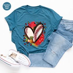 Baseball Heart Shirt, Baseball Gifts, Summer Graphic Tees, Gift for Her, Sports Mom T Shirt, Baseball Sister Clothing, B