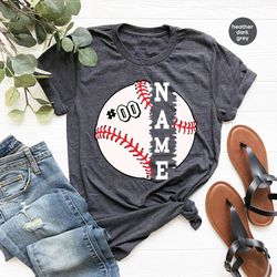 Baseball Mom Shirt, Baseball Player Outfit, Custom Baseball Shirts, Baseball Gifts, Personalized Baseball Graphic Tees,