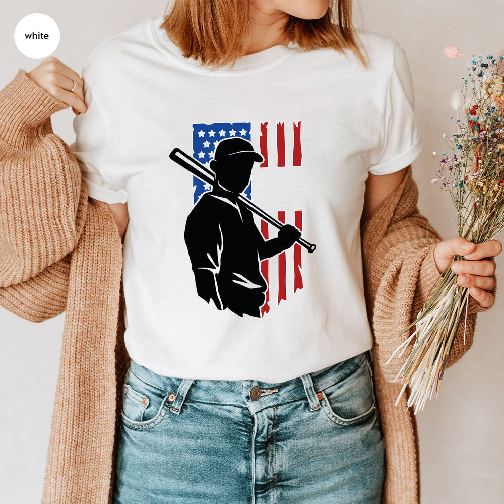 Baseball Shirts, USA Flag Graphic Tees, Trendy Sports Outfit, Cool Baseball Player TShirt, Baseball Dad Clothing, Birthday Gift for American - 6.jpg