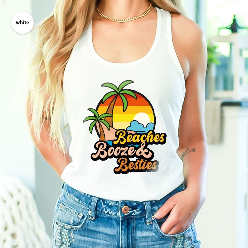 Beach Tank, Best Friend Tank, Funny Summer Graphic Tees, Bestie Travel Tank, Holiday Vneck Tank, Summer Outfit, Gift for Her - 1.jpg