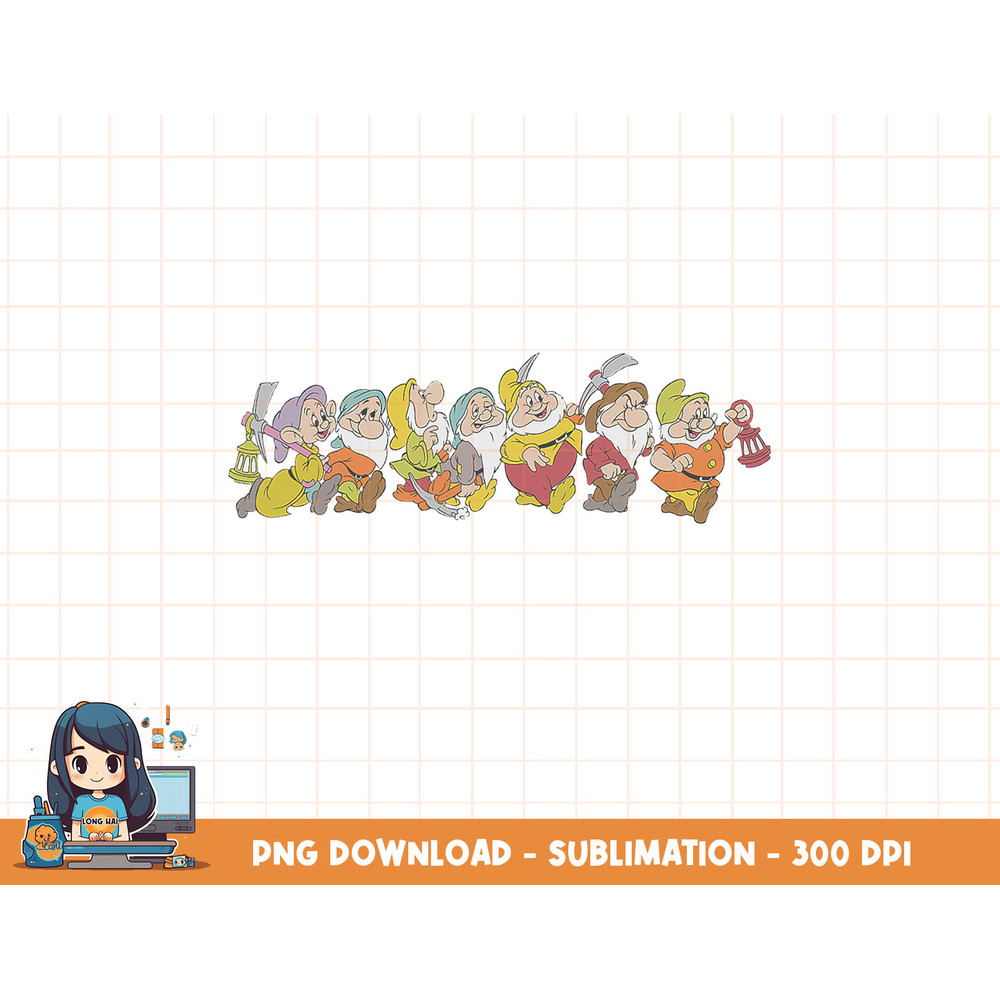 Disney Snow White And The Seven Dwarfs Marching In Line png, sublimation, digital print.jpg