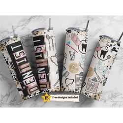 dentist 20 oz skinny tumbler sublimation design leopard boho wrap design for straight tumbler, png file, digital, rustic
