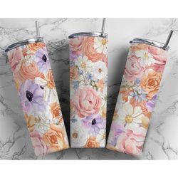 bright summer spring florals tumbler wrap png tumbler design seamless pastel sublimation designs downloads - skinny 20oz