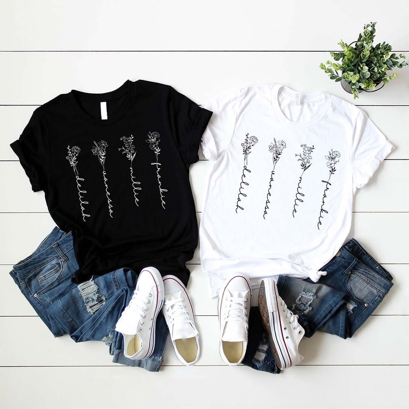 Birth Flower Shirt, Custom Name Shirt, Gift for Mom, Personalized Family Name Shirt, Mothers Day Shirt, Plant Sweatshirt, Gift for Her - 3.jpg