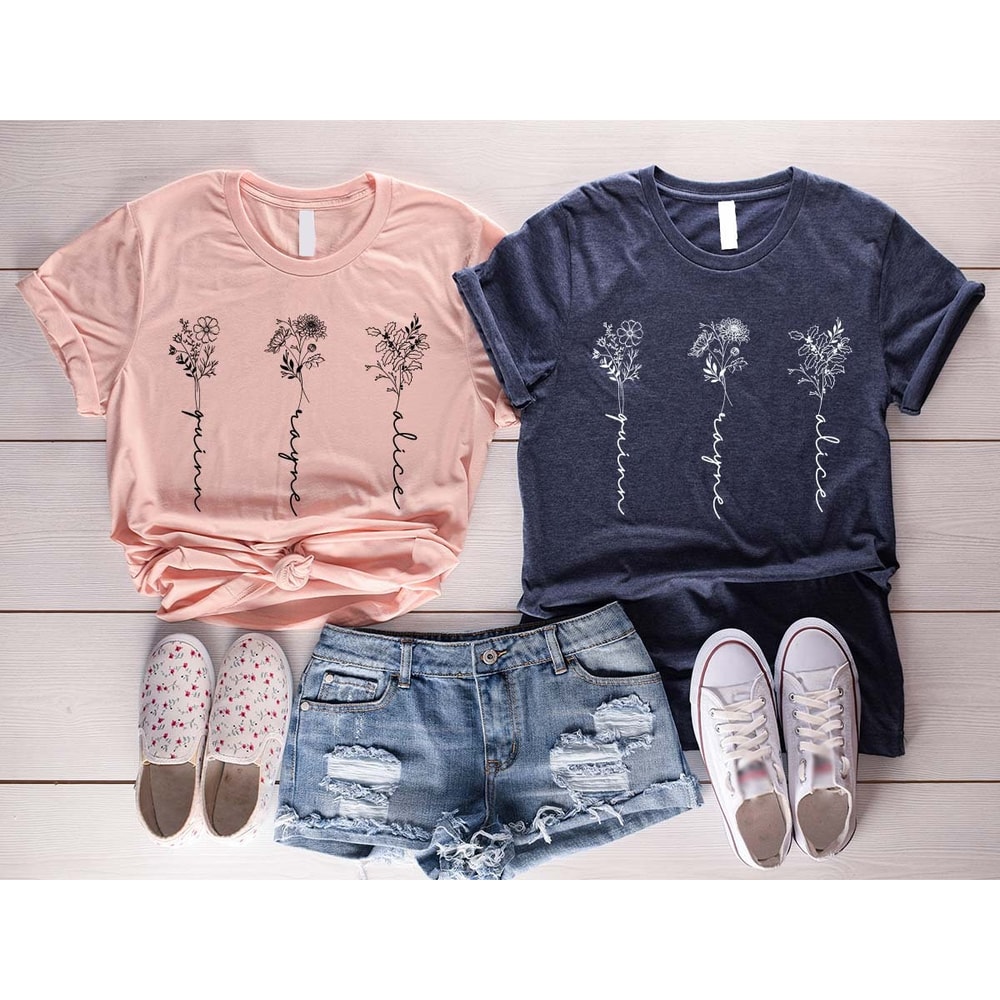 Birth Flower Shirt, Custom Name Shirt, Gift for Mom, Personalized Family Name Shirt, Mothers Day Shirt, Plant Sweatshirt, Gift for Her - 4.jpg