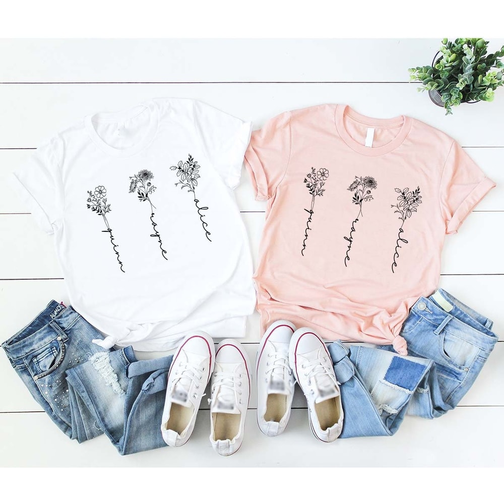 Birth Flower Shirt, Custom Name Shirt, Gift for Mom, Personalized Family Name Shirt, Mothers Day Shirt, Plant Sweatshirt, Gift for Her - 5.jpg