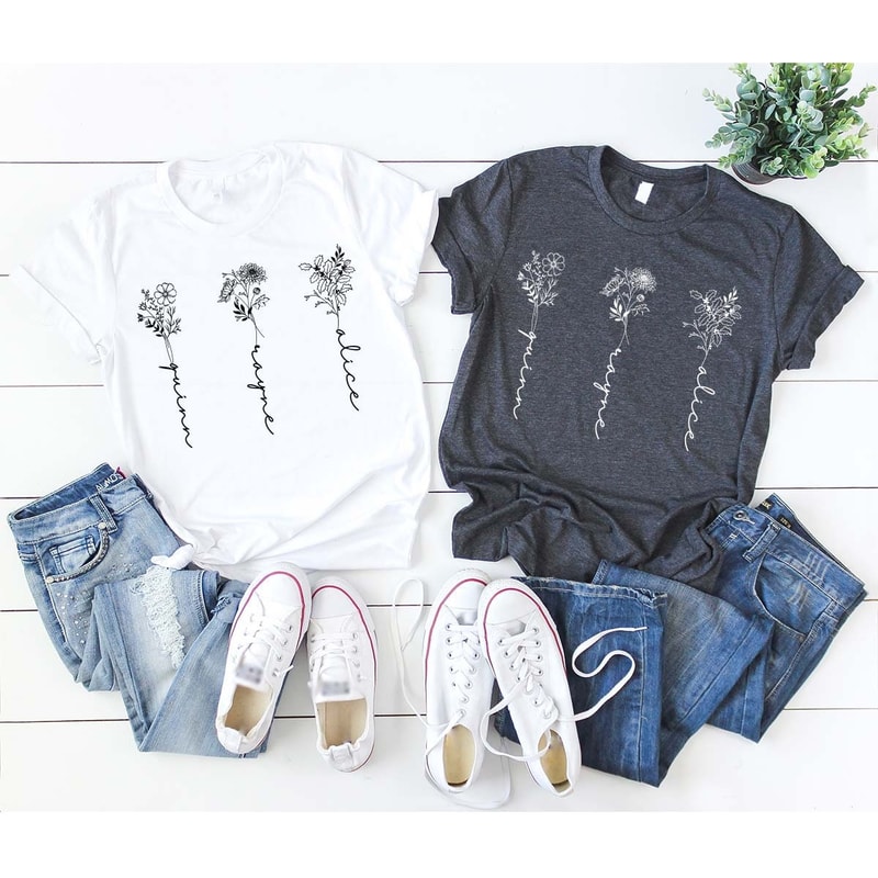 Birth Flower Shirt, Custom Name Shirt, Gift for Mom, Personalized Family Name Shirt, Mothers Day Shirt, Plant Sweatshirt, Gift for Her - 6.jpg