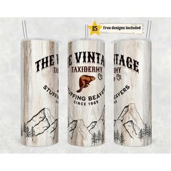 funny taxidermy 20 oz skinny tumbler sublimation beaver wrap, straight template adult humor taxidermist tumbler wrap