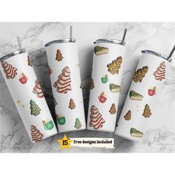 christmas tree cakes 20 oz skinny tumbler holiday png, sublimation design digital, funny christmas png, christmas desert