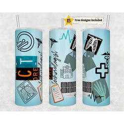 ct technologist 20 oz skinny tumbler sublimation medical field wrap design for straight tumbler, png file, digital downl
