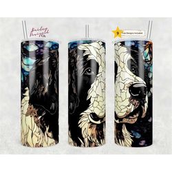 stained glass black white landseer newfoundland dog 20 oz skinny tumbler sublimation design digital download png instant