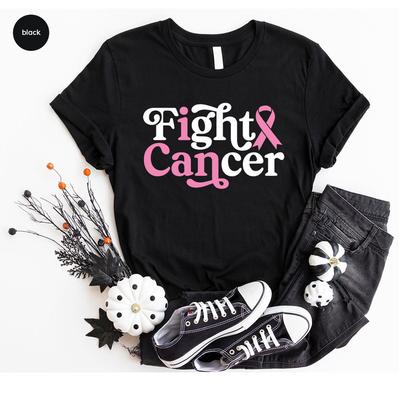Breast Cancer Ribbon Shirt, Fight Cancer Tees, Breast Cancer Shirt, Cancer Warrior T-Shirt, Breast Cancer Support Gift, Cancer Awareness Tee - 5.jpg