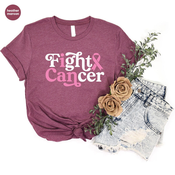 Breast Cancer Ribbon Shirt, Fight Cancer Tees, Breast Cancer Shirt, Cancer Warrior T-Shirt, Breast Cancer Support Gift, Cancer Awareness Tee - 6.jpg