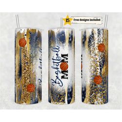20oz skinny tumbler blue and gold basketball mom leopard print designs template straight png file download mom sport tum