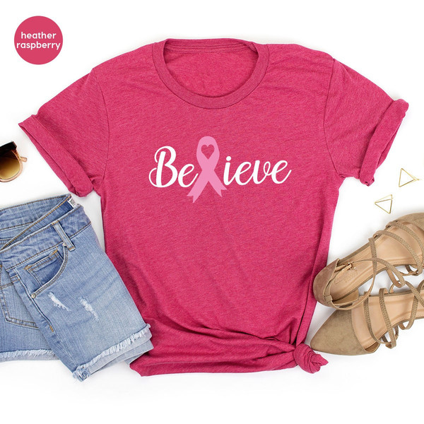 Breast Cancer Shirt, Believe TShirt, Breast Cancer Survivor Gift, Breast Cancer Awareness Month T-Shirt, Cancer Support Sweatshirt - 5.jpg