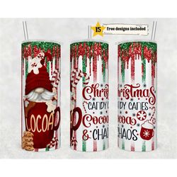 christmas cocoa chaos 20 oz skinny tumbler holiday png, sublimation design digital, funny christmas png, funny holiday d