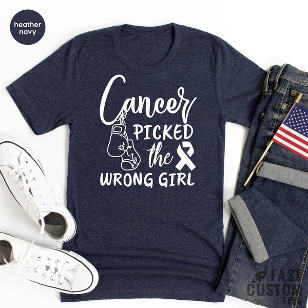 Breast Cancer Shirt, Cancer Awareness Tee, Cancer TShirt, Cancer Survivor Shirt, Cancer T Shirt, Cancer Picked The Wrong Girl Shirt - 8.jpg