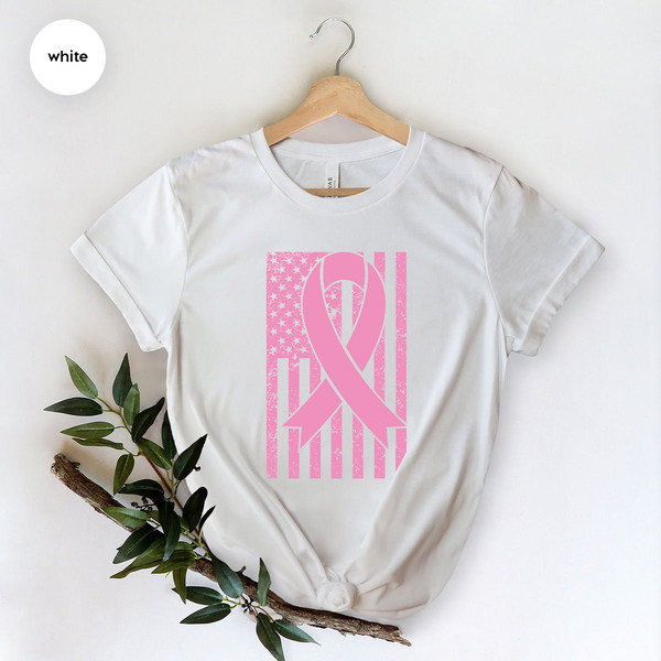 Breast Cancer Shirt, Cancer Shirt, Breast Cancer Ribbon USA Flag Shirt, Breast Cancer Month, Cancer Awareness Shirt, Cancer America Flag - 6.jpg