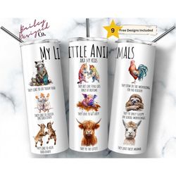 my little animals 20 oz skinny tumbler sublimation design digital download png instant digital only, funny mom tumbler,