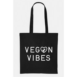 vegan vibes tote bag - vegan tote bag - foodie shopping bag