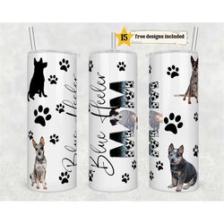 blue heeler dog mom tumbler wrap -20 oz sublimation tumbler wrap - png digital file - dog lover png - dog mom png