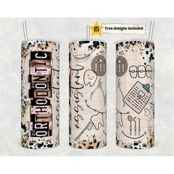 orthodontic assistant 20 oz skinny tumbler sublimation leopard boho wrap design for straight tumbler, png file, digital,