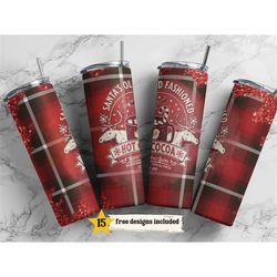 santa's hot cocoa buffalo plaid 20 oz skinny tumbler holiday png, sublimation design digital, funny christmas png, chris