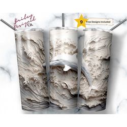 dolphin 3d tumbler wrap sublimation, 20 oz skinny tumbler sublimation design digital download png instant digital only,