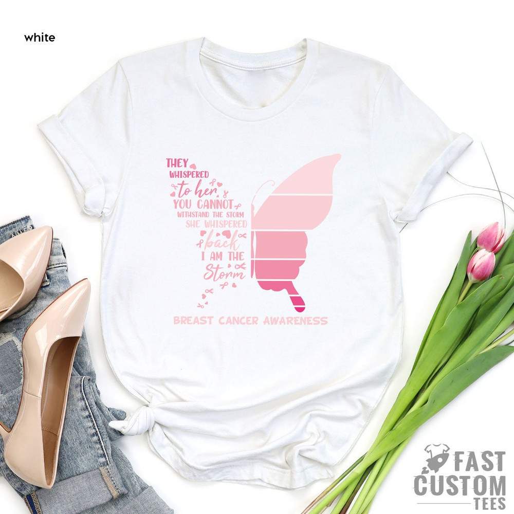 Butterfly Shirt, Breast Cancer T Shirt, Cancer Awareness Shirt, October Shirt, Cancer Support Shirt, Cancer Warrior Shirt For Women - 5.jpg