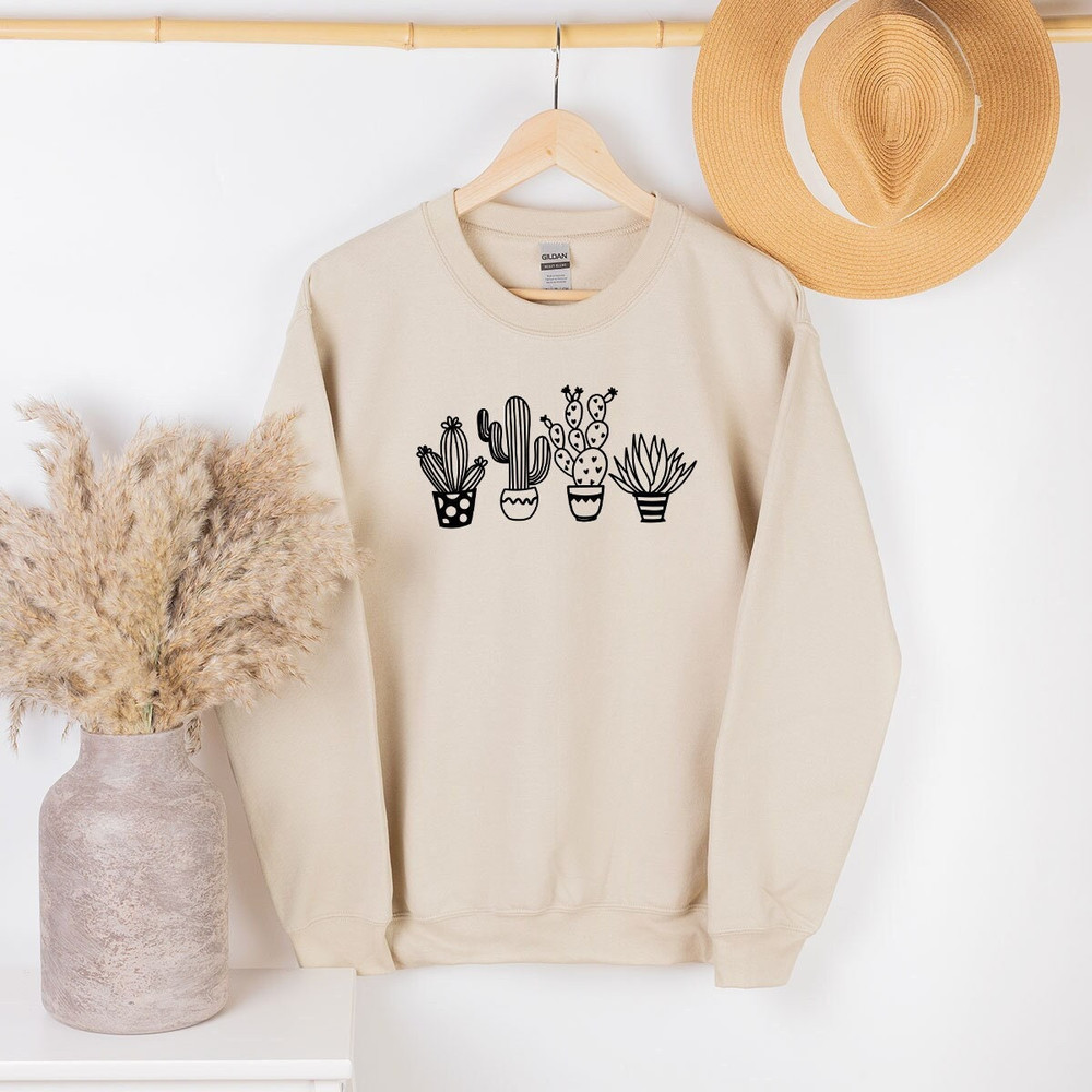 Cactus Plants Sweatshirt, Botanical Sweatshirt, Cactus Sweatshirt, Cute Cactus Sweatshirt, Plant Lover Shirt, Cactus Lover Women Sweatshirt - 3.jpg