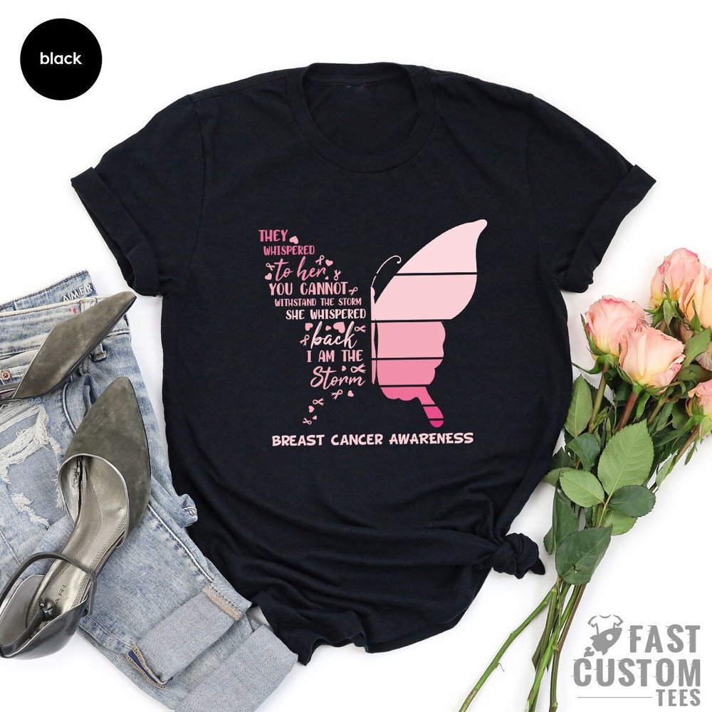 Butterfly Shirt, Breast Cancer T Shirt, Cancer Awareness Shirt, October Shirt, Cancer Support Shirt, Cancer Warrior Shirt For Women - 7.jpg
