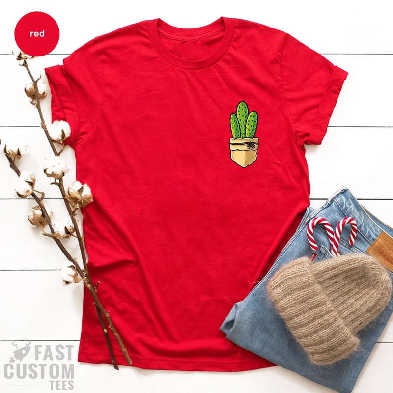 Cactus Pocket Shirt, Cactus Lover Gift, Cute Cactus Kids Shirt, Cactus Toddler Shirt, Plant Lover Shirt, Cactus Gift, Women's Cactus Shirt - 3.jpg