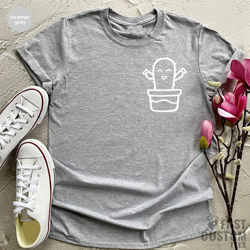 Cactus T-Shirt, Cactus Pocket T-Shirt, Plant Lover Shirt, Minimalist Cactus T-Shirt, Cute Cactus Shirt, Cactus Graphic Tee, Succulent Shirt - 2.jpg