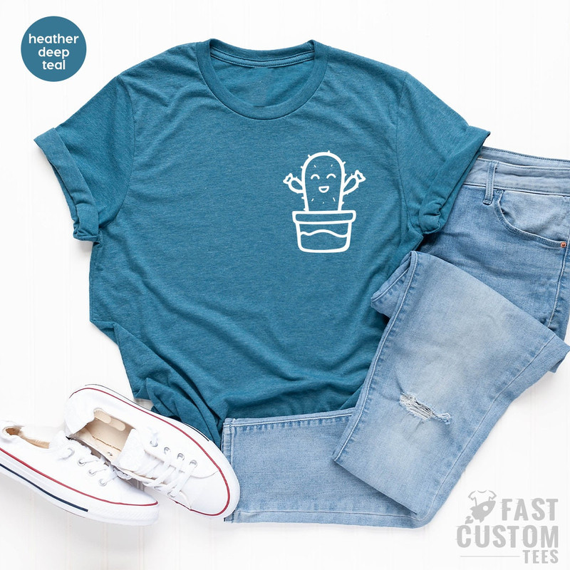 Cactus T-Shirt, Cactus Pocket T-Shirt, Plant Lover Shirt, Minimalist Cactus T-Shirt, Cute Cactus Shirt, Cactus Graphic Tee, Succulent Shirt - 3.jpg
